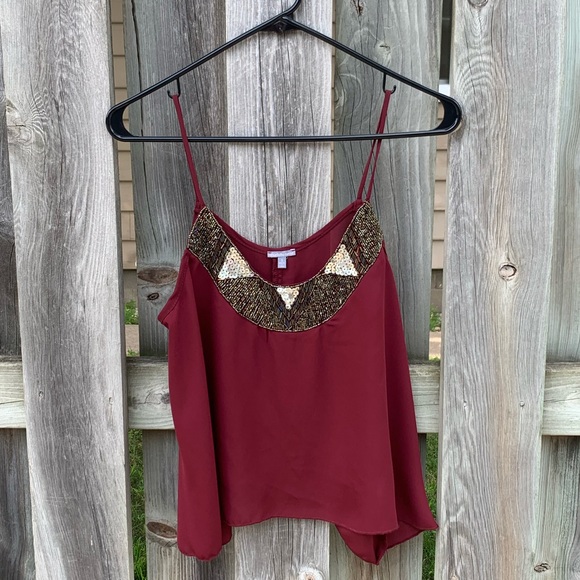 Wine and gold sequin blouse - Picture 1 of 5